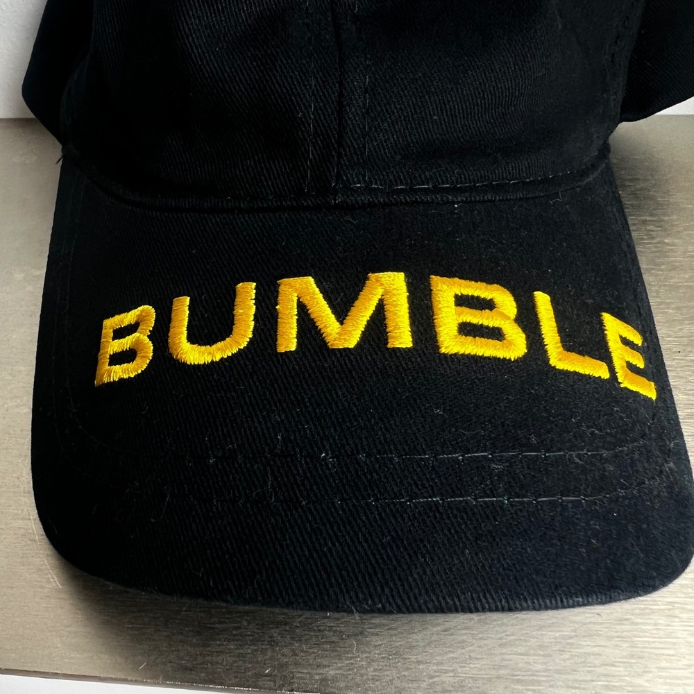 Bumble Dating App Baseball Cap Black Yellow Logo Embroidered Strapback Dad Hat